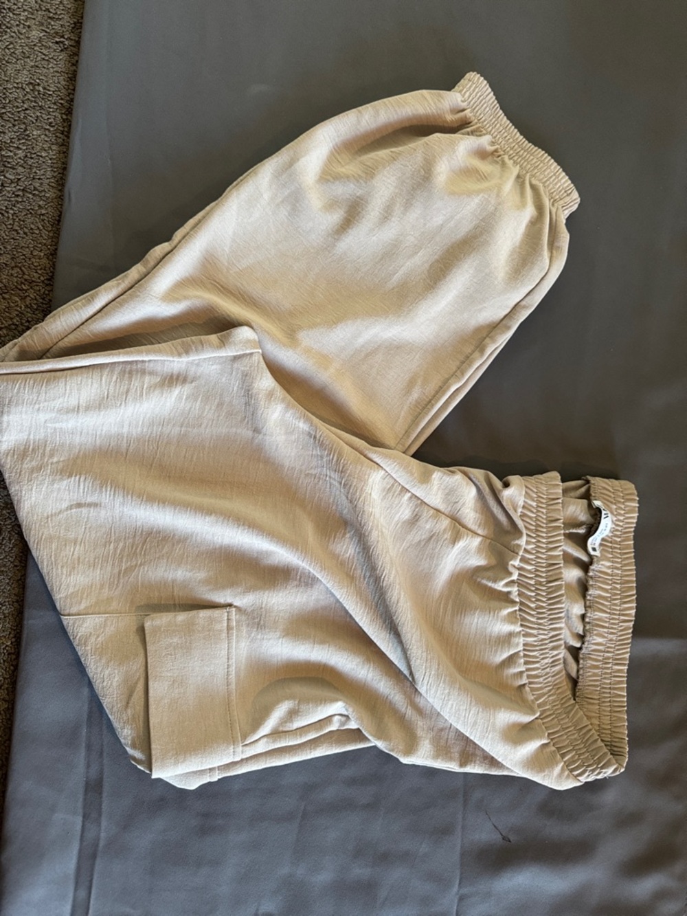 Zara Beige Elastic Waist Jogger Pants